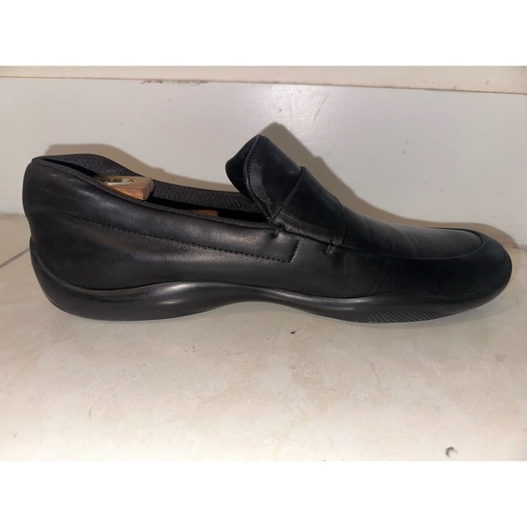 Prada Black leather slide on loafers men black slides US 10.5 - Picture 7 of 14